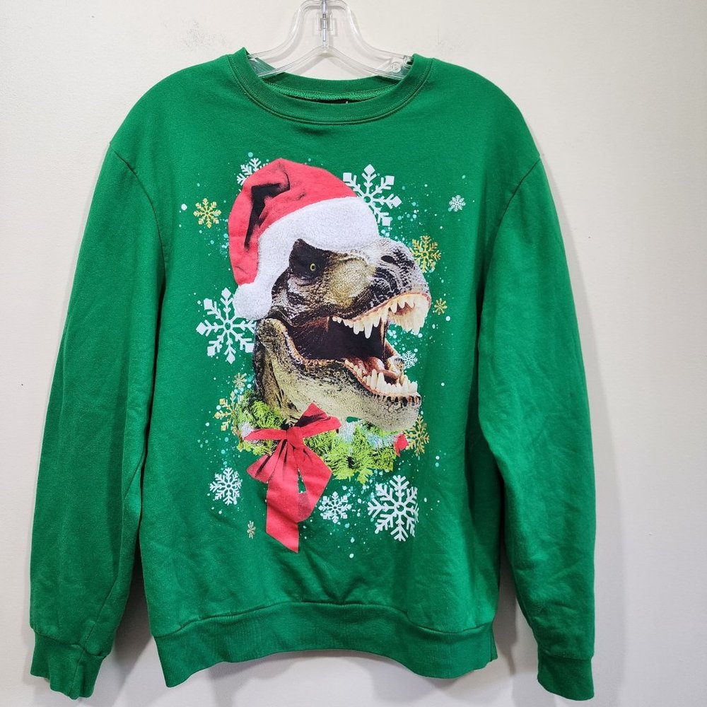 Vintage Fifth Sun T-Rex‎ Santa crewneck graphic sweatshirt men's size large